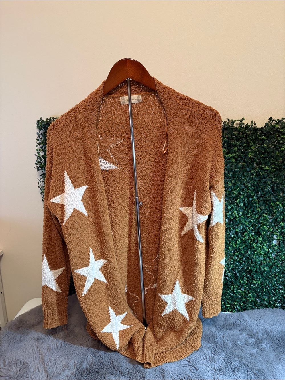 Altar'd State Brown Star Pattern Open Cardigan Size Medium